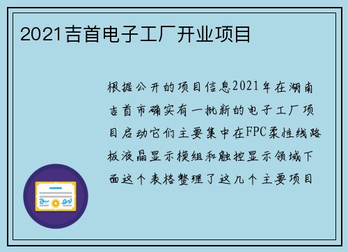 2021吉首电子工厂开业项目