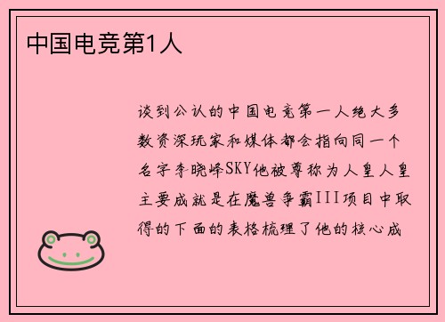 中国电竞第1人